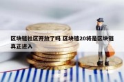 区块链社区开放了吗 区块链20将是区块链真正进入